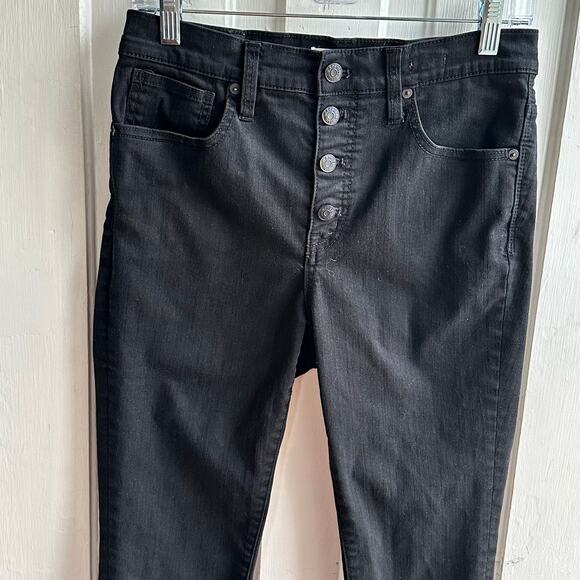 Madewell 10" High Rise Skinny Jeans Berkeley Black Button Through Edition - Picture 3 of 10